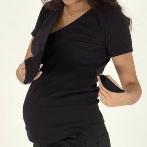 Black Nursing Maternity Wrap Top